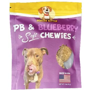 1ea 1.5oz Poochie Butter Peanut Butter + Blueberry Soft Chewies - Health/First Aid